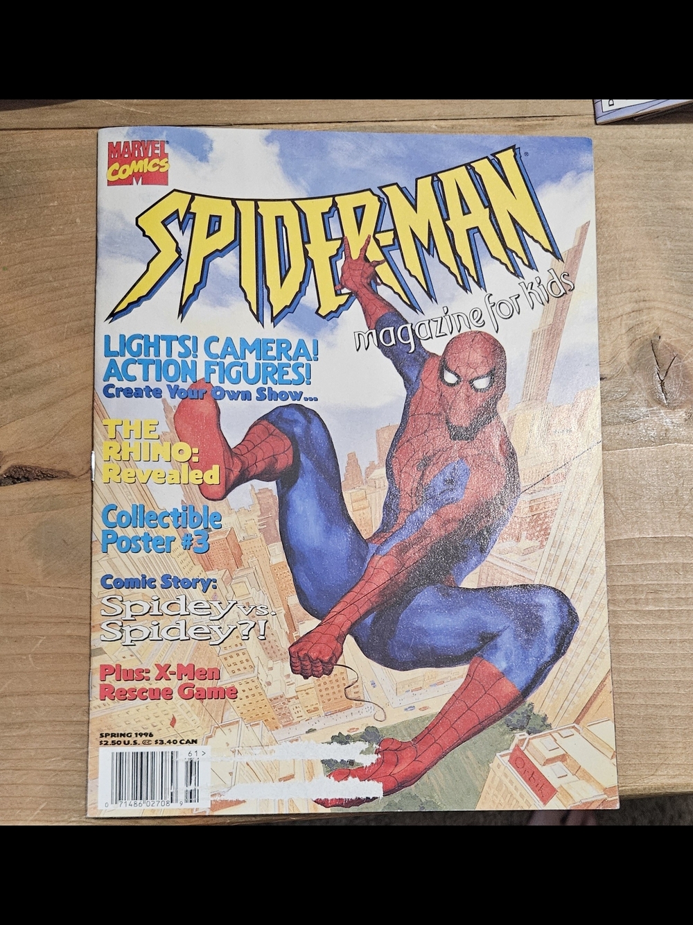 SPIDER-MAN MAGAZINE FOR KIDS, SPRING, 1996, MARVEL COMICS, POSTER, RHINO, VF/NM!